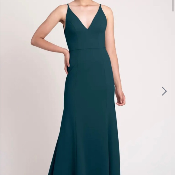 Jenny Yoo “Taryn” floor length gown in “Caspian Sea” color. - Picture 4 of 15